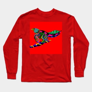 winged velociraptor the bird dinosaur ecopop Long Sleeve T-Shirt